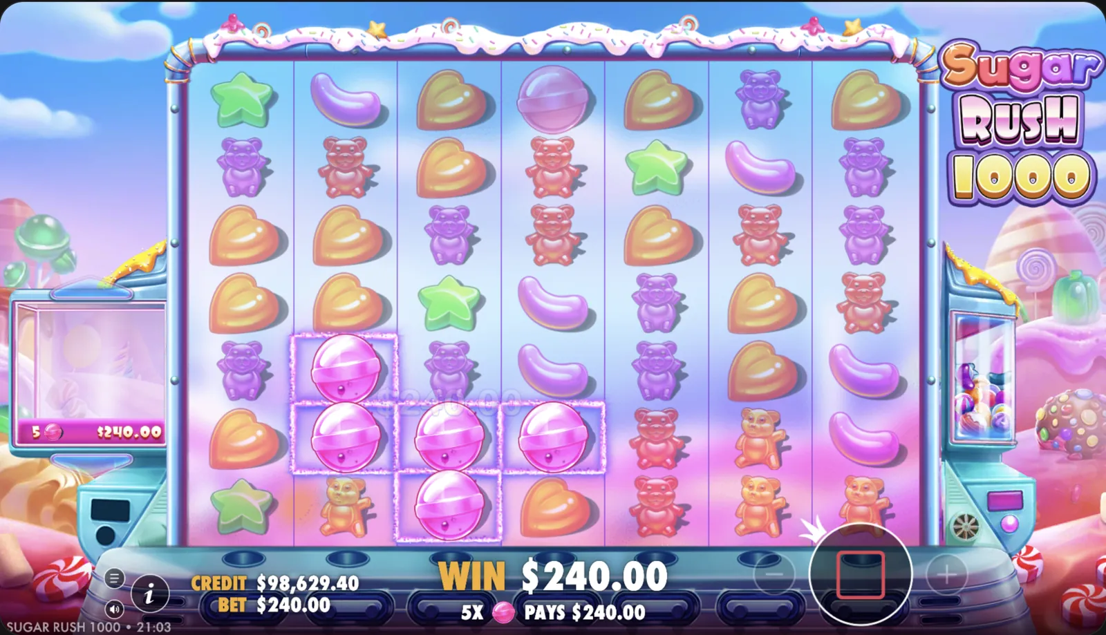 Sugar Rush 1000 free spins and cluster win
